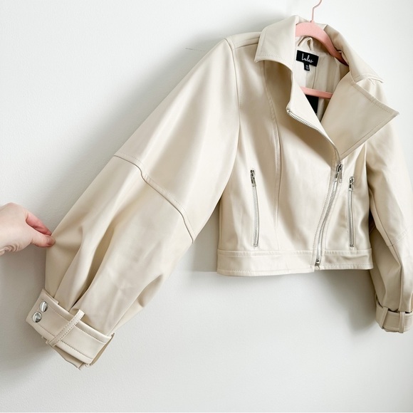 NWT Lulu’s Cool to the Core Ivory Vegan Leather Moto
Jacket - Picture 8 of 12